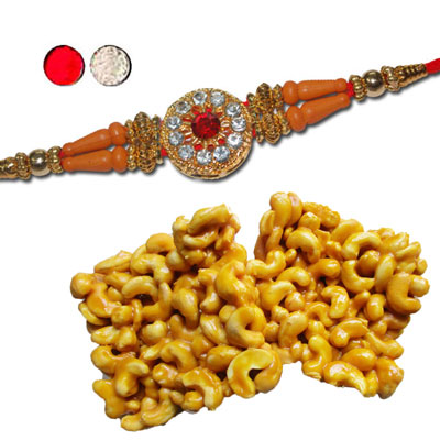 "Rakhi - FR- 8320 A (Single Rakhi), 250gms of KajuPakam (ED) - Click here to View more details about this Product
